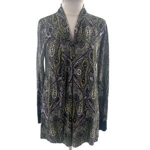 Neiman Marcus cashmere collection paisley open cardigan sz M